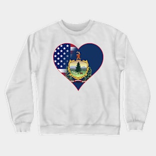 State of Vermont Flag and American Flag Fusion Design Crewneck Sweatshirt